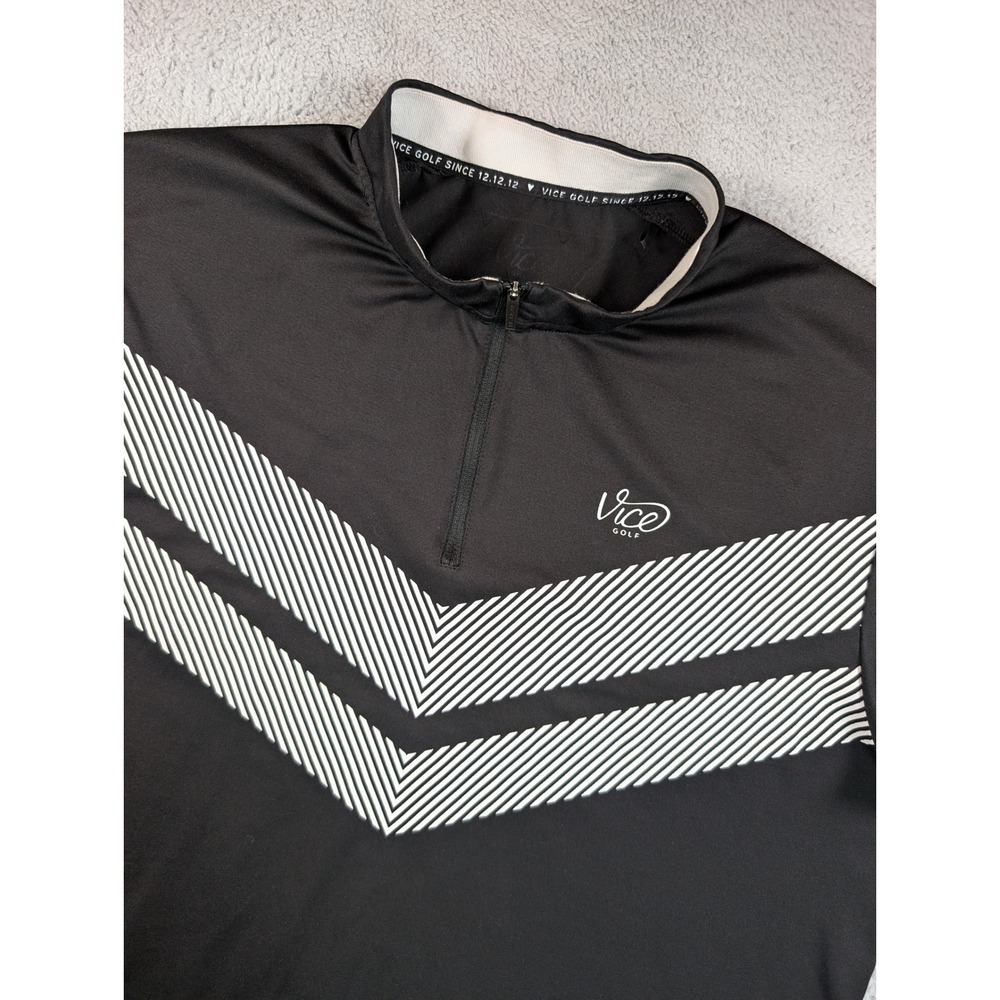 Vice Golf Mens Black‎ Chevron Quarter Zip Short Sleeve Performance Polo Shirt XL